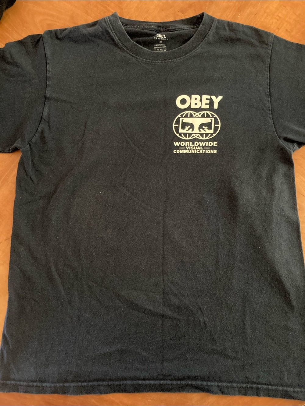 M Obey Black Short-Sleeve Logo Tee with White Graphic